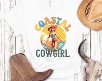 coastal cowgirl shirt, long live cowgirls, coconut girl clothes, beachy gift for her, west coast beach, western surf tshirt, cowgirl summer