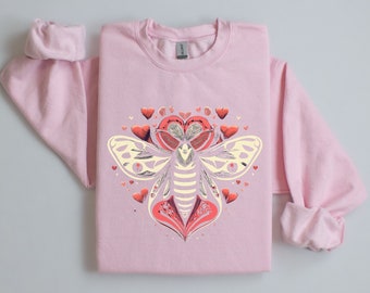 Valentines day pastel goth moth sweatshirt, Cottagecore clothing, pastel goth moth clothing, pastel goth clothes, whimsigoth moth sweatshirt