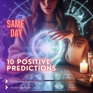 10 positive Vorschläge, am selben Tag. IN tiefer psychischer Tarot-Lesung, Orakel-Lesung, hellsichtige Wahrsagung.