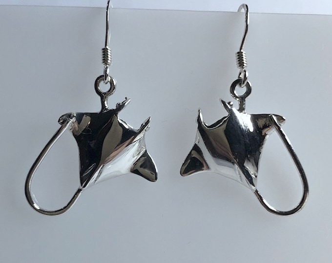 Manta Ray Sterling Silver Wire Earrings