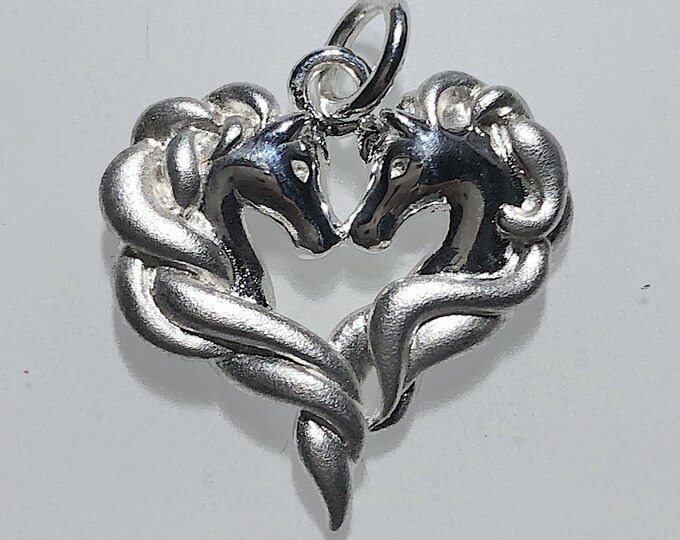 Sterling Silver Horse Love Pendant: Equestrian Jewelry