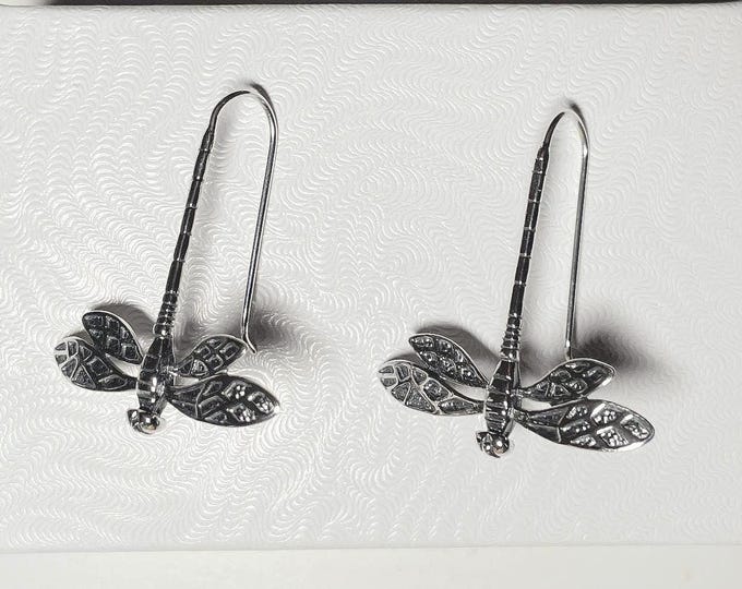 Sterling Silver Dragonfly  Wire Earrings, Nature life Jewelry