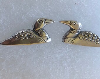 Vintage Sterling Silver Ducks, animal jewelry, pet, wild life earrings