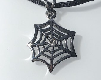 Stainless Steel Spider Web Pendant  - Nature life  - Wild life - Insect Jewelry  - Halloween