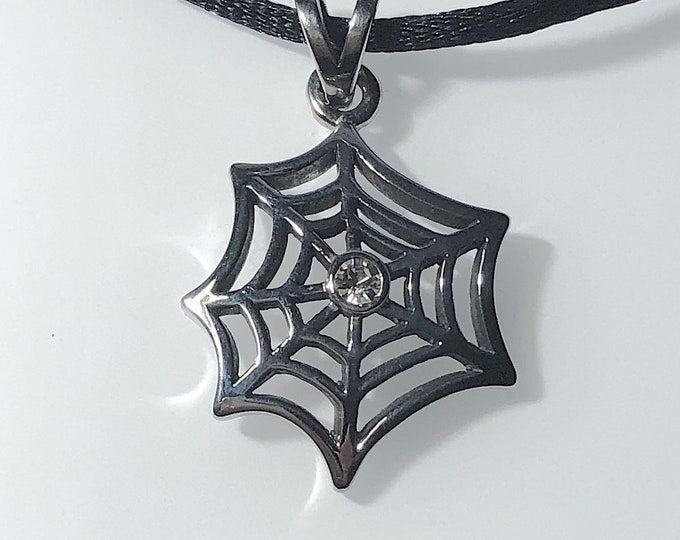 Stainless Steel Spider Web Pendant  - Nature life  - Wild life - Insect Jewelry  - Halloween