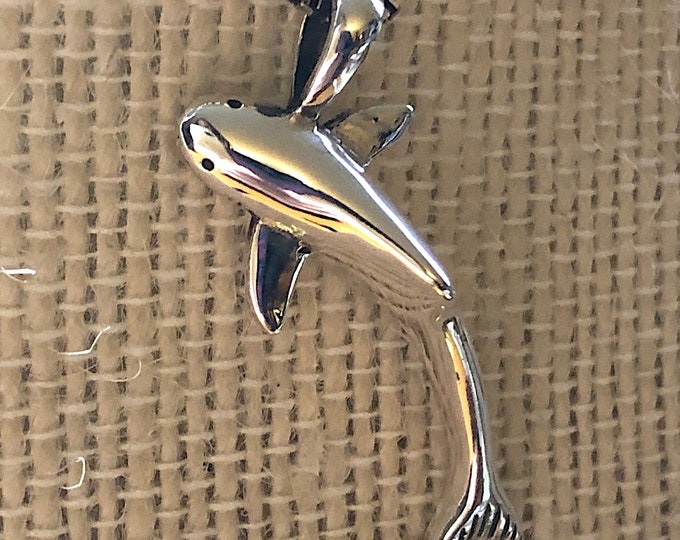 Sterling Silver Great White Shark Pendant - sealife jewelry - nature