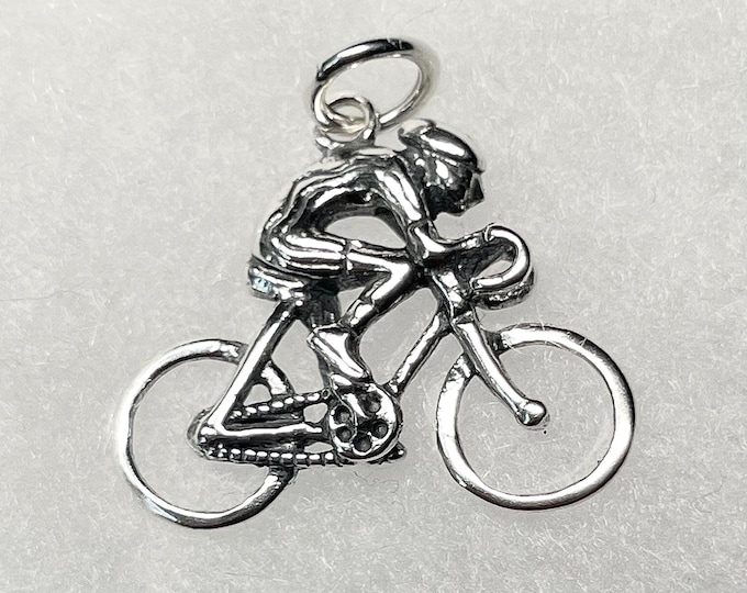 Sterling Silver Road Bike w/Racer Pendant -