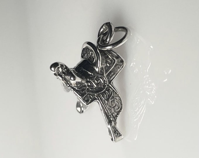 Sterling Silver Western Saddle Pendant - equestrian - sports - horse jewelry