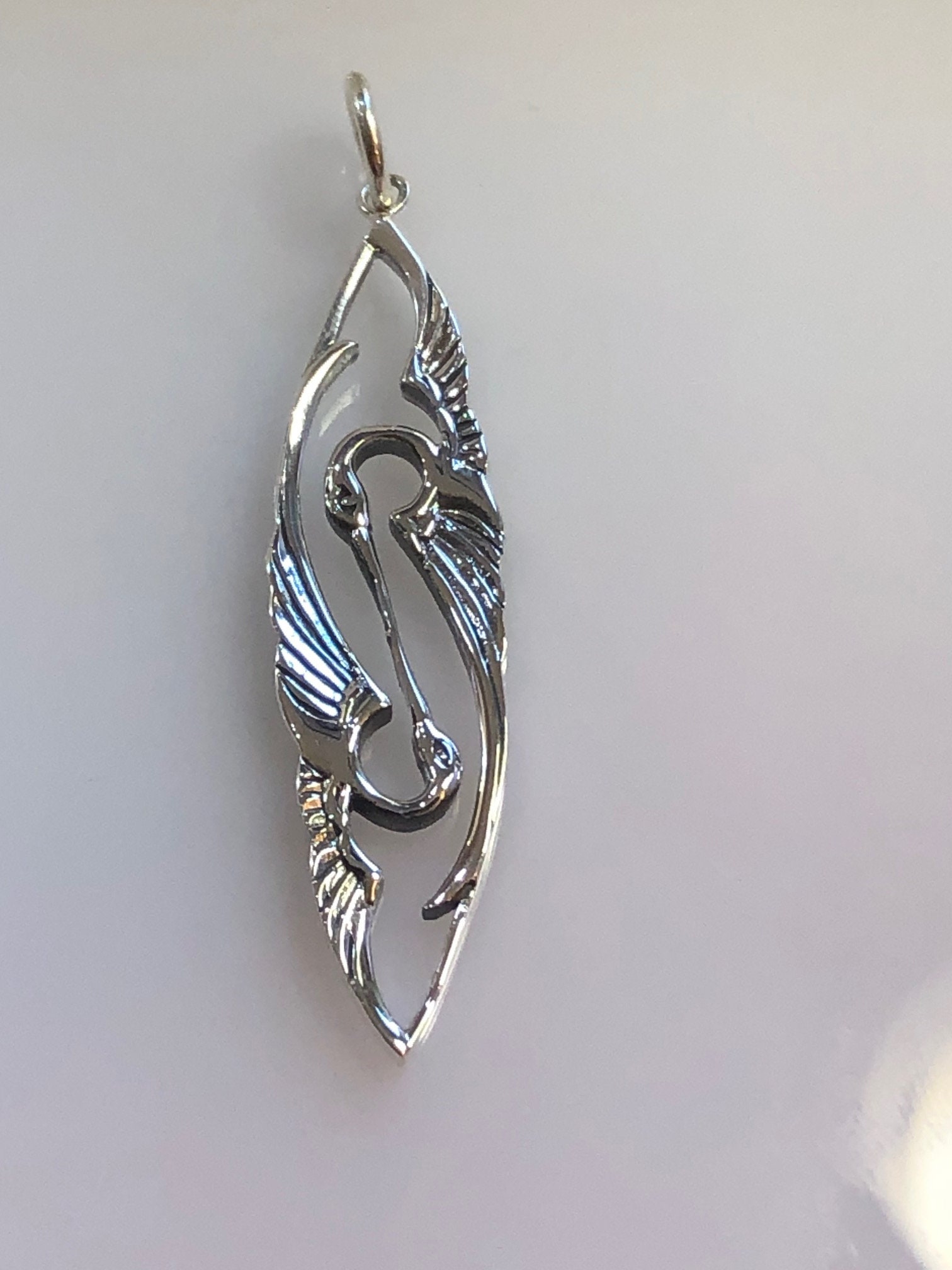 Sterling Silver Kissing Heron Pendant