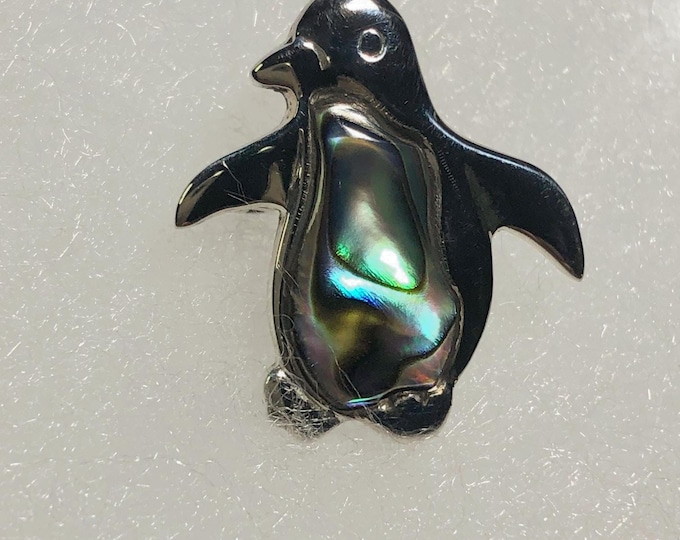 Small Penguin Pin w/Abalone Shell Sterling Silver 925