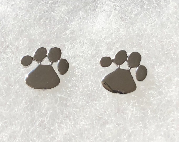 Sterling Silver Animal Paw Print Stud Earrings