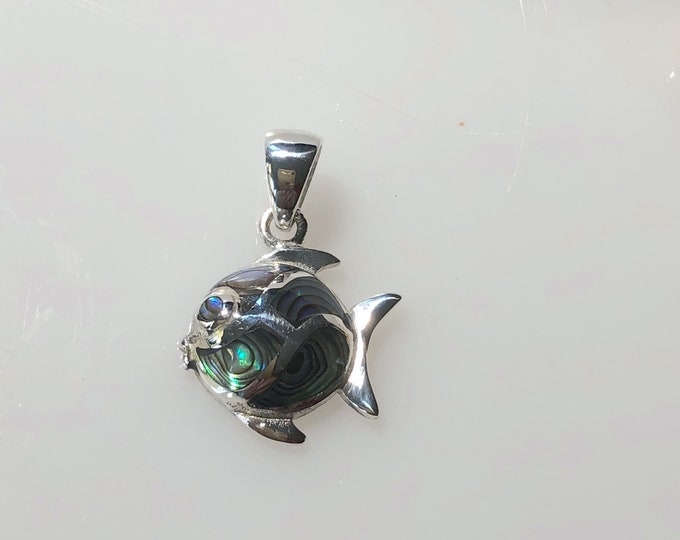 Abalone Goldfish Pendant: Sterling Silver Sealife Jewelry