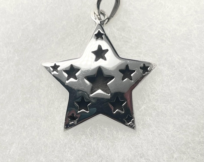 Sterling Silver Star with stars Pendant - celestial, cosmic, astronomy jewelry