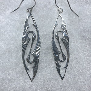 Sterling Silver Kissing Heron Earrings - Nature - birds - wildlife jewelry