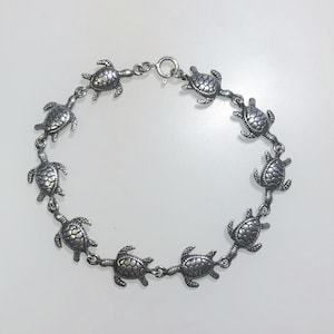 Sterling Silver 7.25&quot; Bracelet-   Sea turtle bracelet -  marine, sealife jewelry, wild life