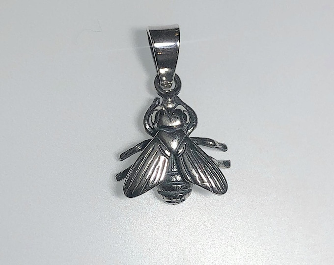 Sterling Silver House Fly Pendant: Oxidized Insect Jewelry