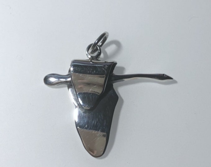Sterling Silver Flying Swan Pendant - Wildlife, nature, bird jewelry.