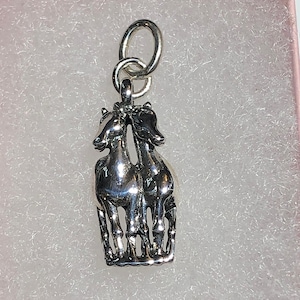 Sterling Silver Stallion and Mare Horse Pendant -  farm animal, horse lovers.