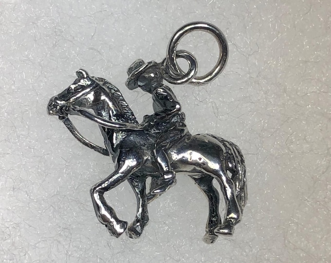 Sterling Silver Horse & Cowboy Pendant: 3D Wild West Jewelry