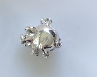 Sterling Silver Fat Big Pig Pendant  - Animal - Nature Jewelry
