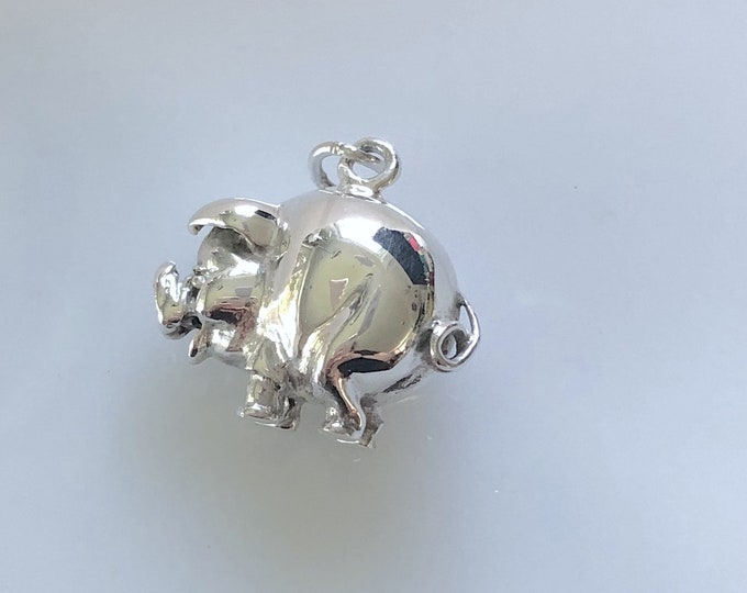 Sterling Silver Fat Big Pig Pendant  - Animal - Nature Jewelry