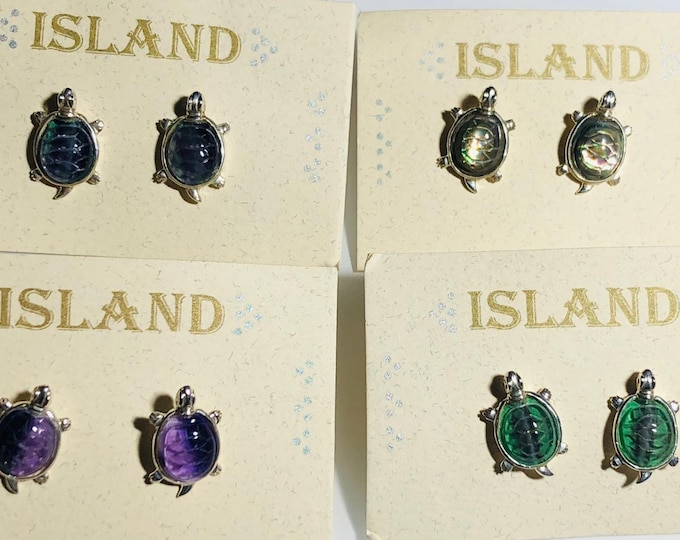 Vintage Sterling Silver Turtle Earrings: Harry Haslett ISLAND Designs