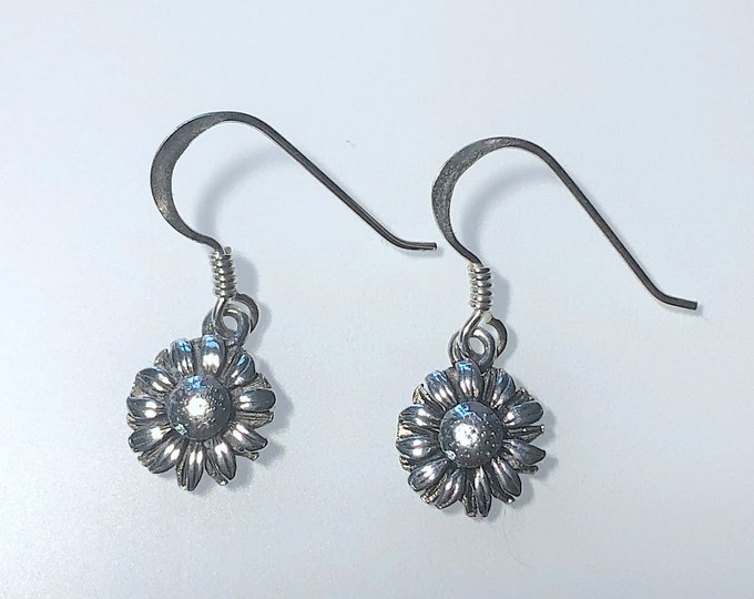 Sterling Silver Small Sunflower earrings, nature, flower, fall autumn jewelry