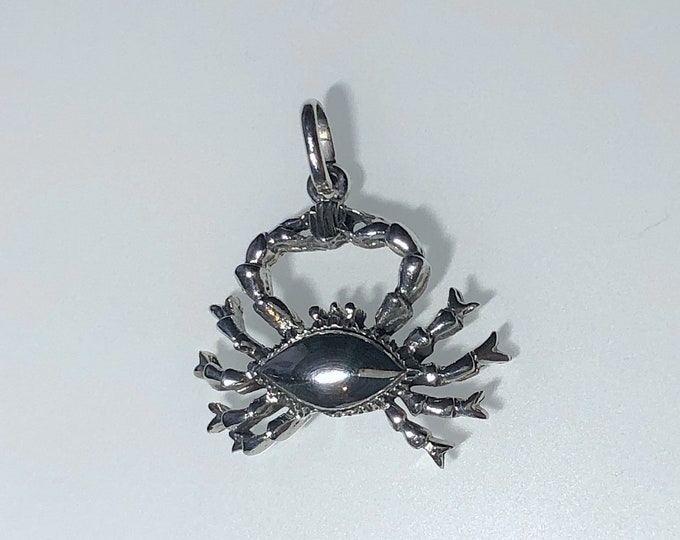 Sterling Silver Crab Pendant -Sealife, marine life jewelry