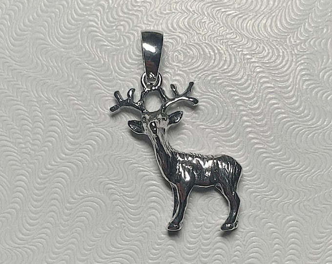 Sterling Silver Small Deer - Reindeer Pendant