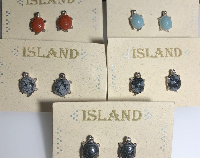 Vintage Sterling Silver Turtle Earrings: Handmade Island Design