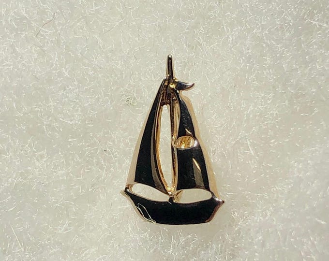 14K Pure Gold Sailboat Pendant - Sailing, Nautical jewelry