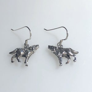 Sterling Silver Howling Wolf Wire Earrings