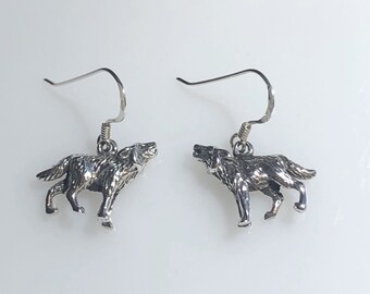 Sterling Silver Howling Wolf Wire Earrings