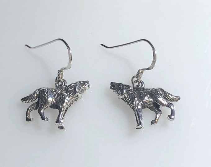 Sterling Silver Howling Wolf Wire Earrings