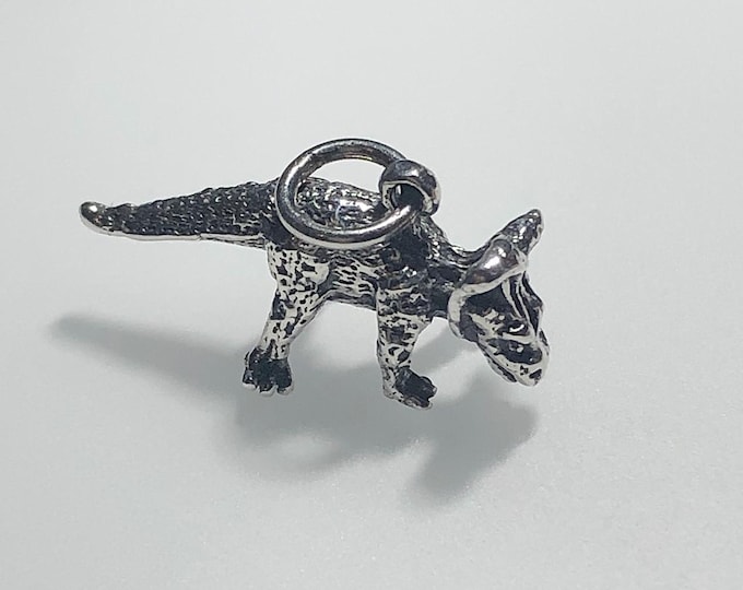 Sterling Silver Triceratop Pendant / Charm - Animal - Nature Jewelry - Wildlife - Dinosaur jewelry