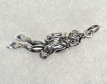 Sterling Silber Taucher Anhänger - Tauchen, Meer, Strand Meeresleben Schmuck