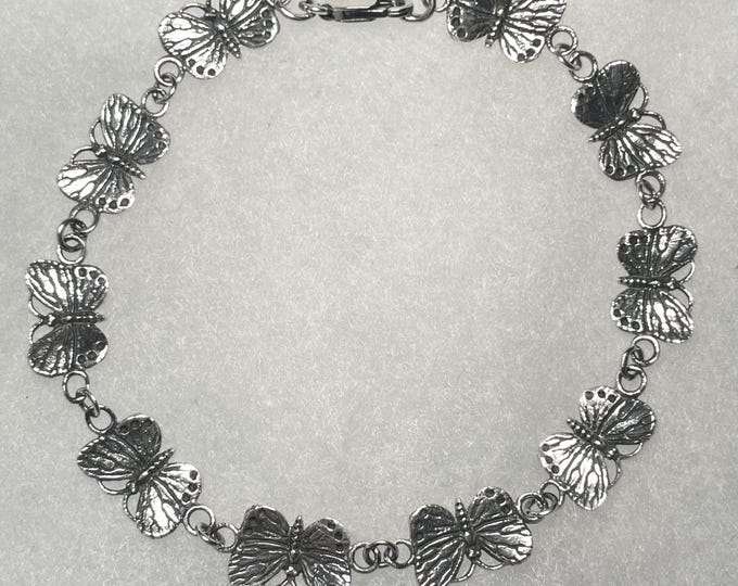 Sterling Silver 7.5" Butterfly Link Bracelet