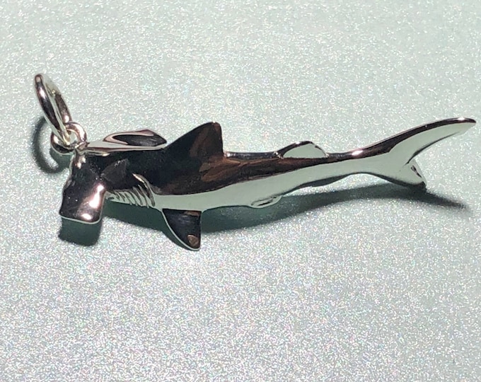 Sterling Silver Hammerhead Shark Pendant - Sealife, nature, aquatic, marine life jewelry