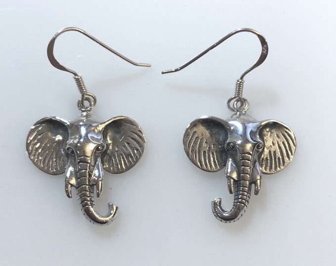 Sterling Silver Elephant Head Earrings