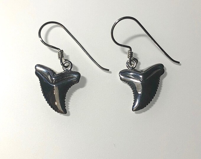 Sterling Silver Shark Tooth Earrings,  Marine, Sealife earrings.