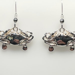 Sterling Silver Maryland Crab Wire Earrings - Sealife jewerly