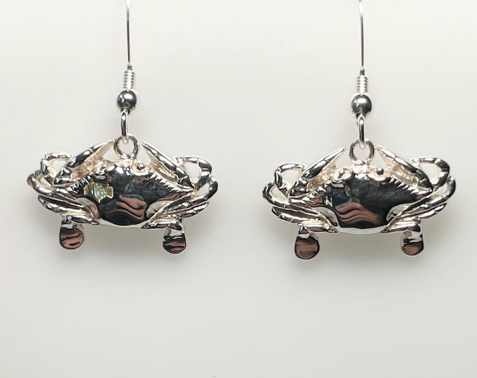 Sterling Silver Maryland Crab Wire Earrings - Sealife jewerly
