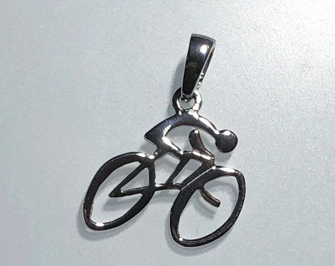 Small Sterling Silver Road Bike w/Rider Pendant