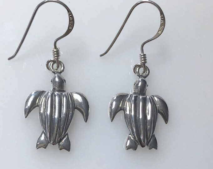 Leatherback Sea Turtle Wire Earrings Sterling Silver