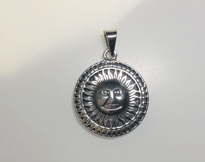 Sterling Silver Sunburst Disc Pendant - Nature - cosmic jewelry