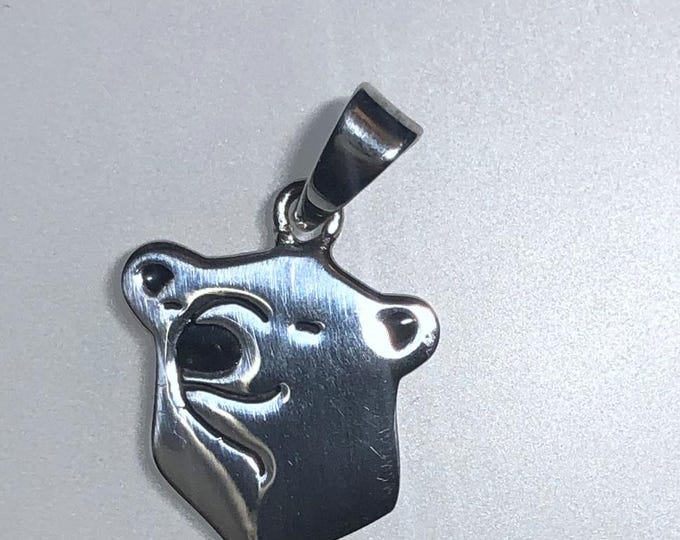 Sterling Silver Small Bear Pendant with enamel accents - Nature life  - Wild life Jewelry