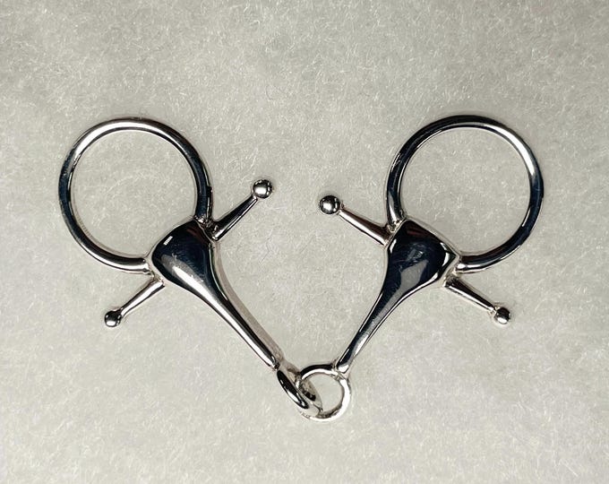 Sterling Silver Double D-Ring Snaffle Bit Pendant - equestrian jewelry