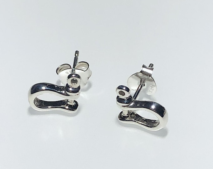 Sterling Silver  Shackle Stud Earrings - Sailing, Summer, Nautical jewelry