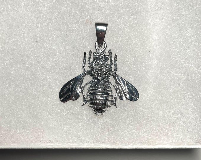 Sterling Silver Bumble Bee Pendant: Oxidized Insect Jewelry