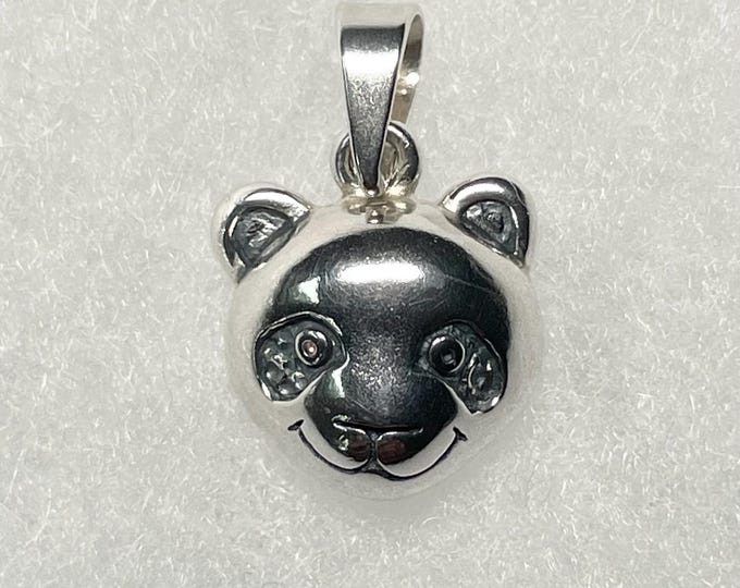 Sterling Silver Panda Pendant: Polished & Oxidized Animal Charm